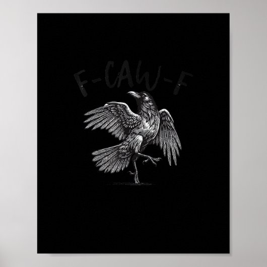 Krähe, F-Caw-F Lustiger Vogel Retro-Grafik Poster (Vorne)