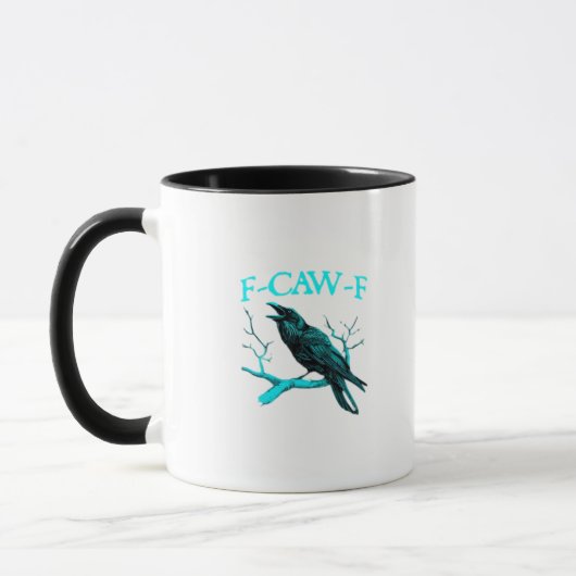 Krähe F-Caw-F Lustiger Vogel Retro Tasse (Links)