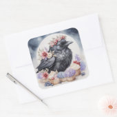 Krähe Geburtstag Party Feier Cupcakes Blumen Quadratischer Aufkleber (Umschlag)