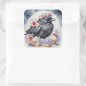 Krähe Geburtstag Party Feier Cupcakes Blumen Quadratischer Aufkleber (Tasche)