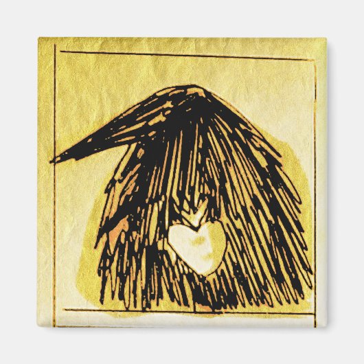 Krähe mit einem HeART Magnet (Vorne)