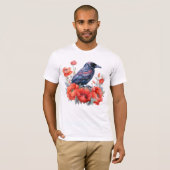 Krähe mit Mohn T-Shirt (Vorne ganz)