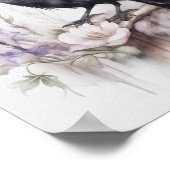 Krähe Rabe Crow mit Hut und Blumen Watercolor Poster (Ecke)