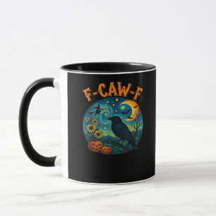 Krähe Rabe F-Caw-F Lustiger Halloween-Goth-Schachb Tasse