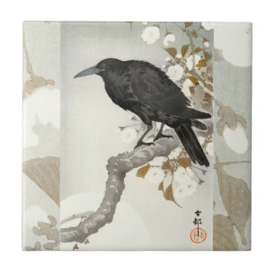 Krähe Rabe Koson japanischer Vogel Krähe Fliese