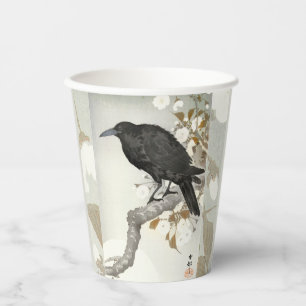 Krähe Rabe Koson japanischer Vogel Krähe Pappbecher