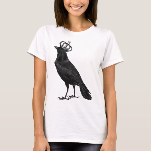 KRÄHE Raben-Kronen-Schwarz-Vogel-Vögel T-Shirt (Vorderseite)