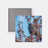 Krähe sagt Hallo  Magnet (Vorderseite/Rückseite)