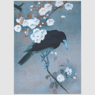 Krähe und Blüte von Ohara Koson Decoupage Seidenpapier