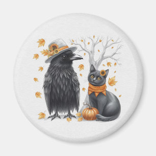 Krähe und Katze Herbst Thanksgiving Crow  Magnet