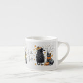 Krähe und Katze im Herbst „Hello Fall“ Crow Espressotasse (Rechts)