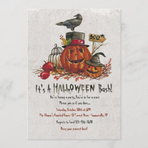 Krähe und Kürbisse Halloween-Einladung Einladung