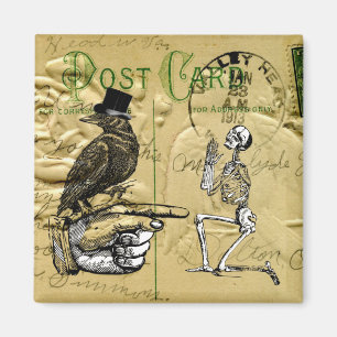 Krähe und Skelett Magnet