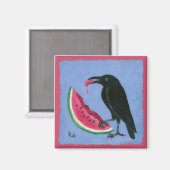 Krähe und Wassermelone Magnet (Vorderseite/Rückseite)