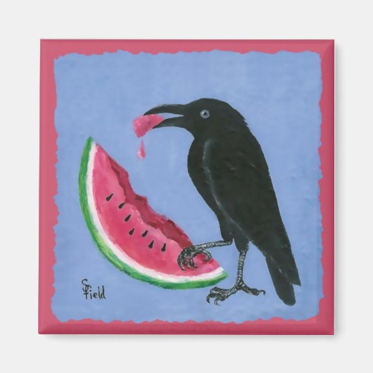 Krähe und Wassermelone Magnet (Vorne)