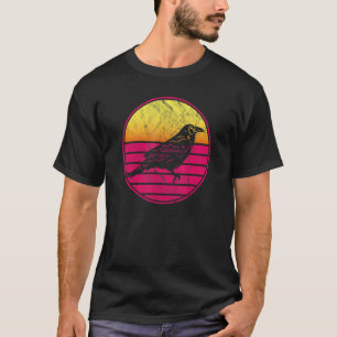 Krähe Vintage Sonnenuntergang Retro Stil Süße Rabe T-Shirt