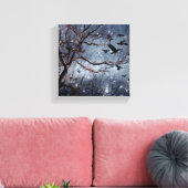 Krähen auf einem Sternfeld Leinwanddruck (Insitu (Wohnzimmer))