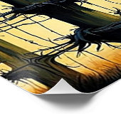 Krähen auf Stachelzaun 3 Poster (Ecke)