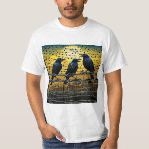 Krähen auf Stachelzaun 5 T-Shirt