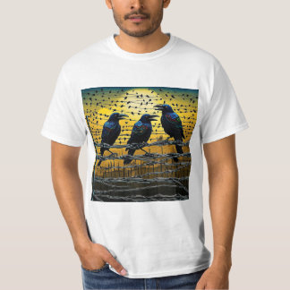 Krähen auf Stachelzaun 5 T-Shirt