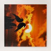 Krähen bei Sonnenuntergang Puzzle (Horizontal)