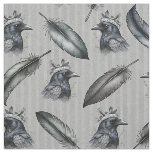 Krähen Crows Rabe Muster mit Federn Stoff (Muster)