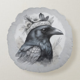 Krähen Crows Raben Federn Wohnen Deko Rundes Kissen