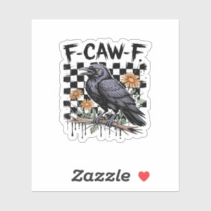 Krähen-Flowral, F-Caw-F Lustiger Vogel FCAWF Mond Aufkleber