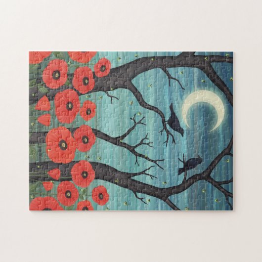 Krähen, Glühwürmchen und Mohnchen im Mondlicht Puzzle (Horizontal)
