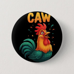 Krähen Hahn Huhn Bauernhof Tier Lustig Hof Liebhab Button