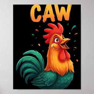 Krähen Hahn Huhn Bauernhof Tier Lustig Hof Liebhab Poster