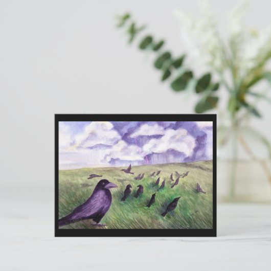 Krähen im Feld Postkarte (Stehend Vorderseite)