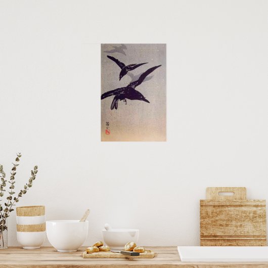 Krähen im Schnee Poster (Küche)