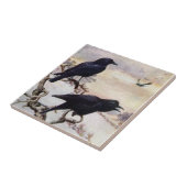 Krähen in der Winter-Vintagen Illustration Fliese (Seite)