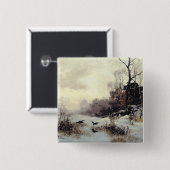 Krähen in einem Winter Landscape, 1907 Button (Vorne & Hinten)