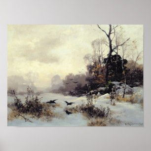 Krähen in einem Winter Landscape, 1907 Poster