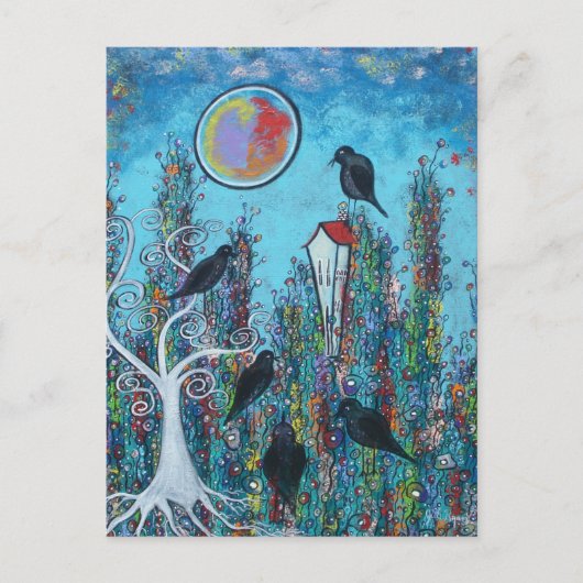 Krähen in Gewartet Postkarte (Vorderseite)