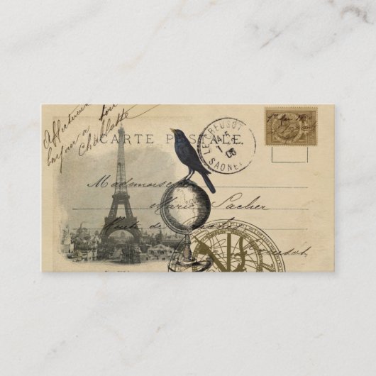 Krähen-Kugel-Paris-Visitenkarte Visitenkarte (Vorderseite)