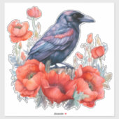 Krähen mit Mohnaufkleber Aufkleber (Blatt)