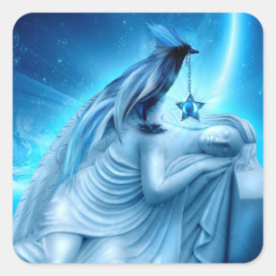 Krähen-Phoenix-Aufkleber Quadratischer Aufkleber