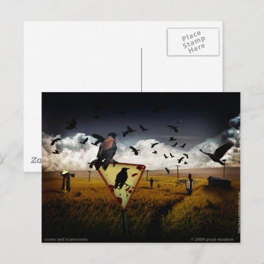 Krähen Postkarte (Vorne/Hinten)
