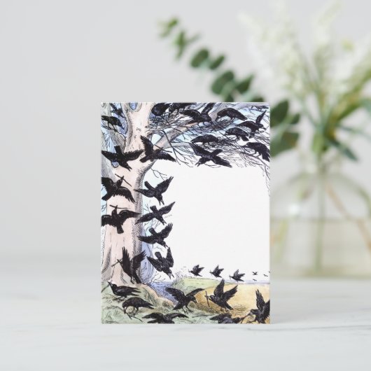 Krähen Postkarte (Stehend Vorderseite)