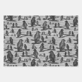 Krähen Raben Crows auf Ast Verpackung Geschenkpapier Set (Vorderseite 3)