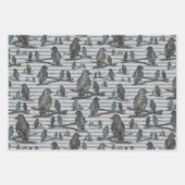 Krähen Raben Crows auf Ast Verpackung Geschenkpapier Set (Vorderseite)