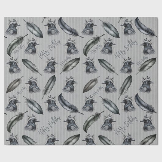 Krähen Raben Crows Federn Feathers Eigener Text Geschenkpapier (Flach)