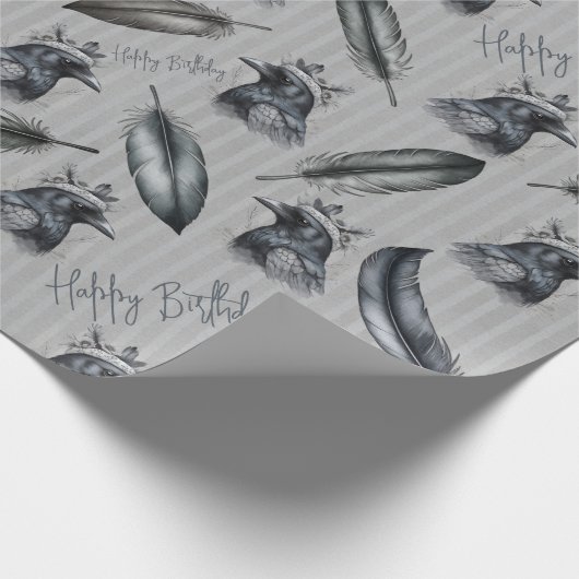Krähen Raben Crows Federn Feathers Eigener Text Geschenkpapier (Ecke)