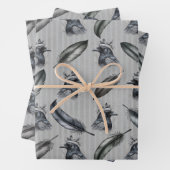 Krähen Raben Crows Federn Feathers Verpackung Geschenkpapier Set (Beispiel)