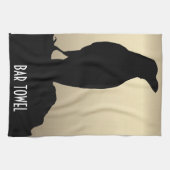 Krähen, Schwarzer Bird Raven Bar Handtuch Gold (Horizontal)