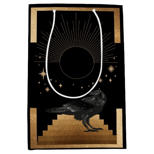 Krähen, Schwarzvögel - der Raven Bird zum Geburtst Mittlere Geschenktüte (Vorderseite)