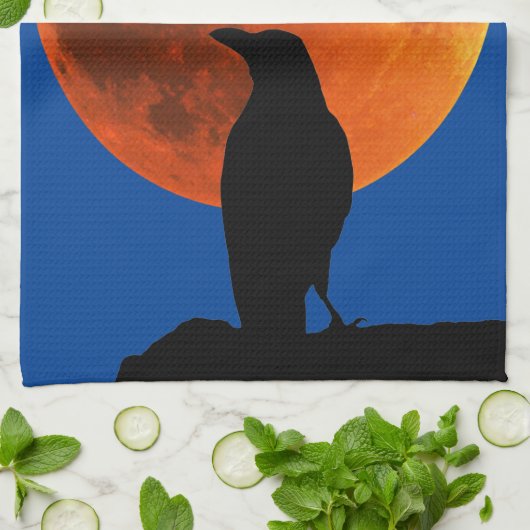 Krähen, Schwarzwild, Moon und Ravens Geschirrtuch (Gefaltet)